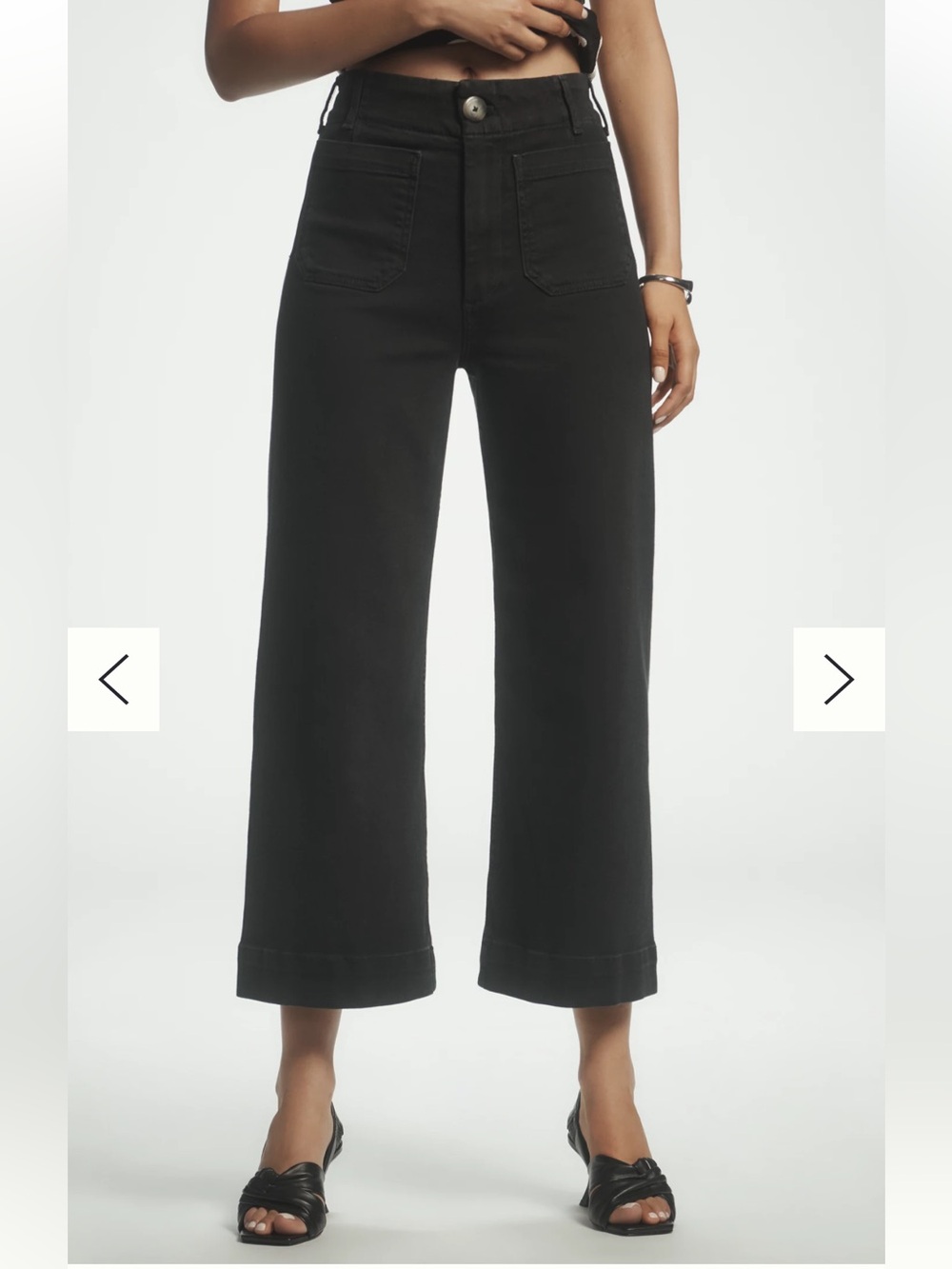 Anthropologie Maeve Black Cotton Blend Colette High Rise Wide Leg Crop Jeans 26